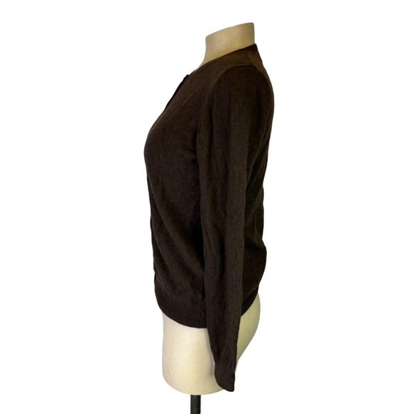 Galeries Lafayette Women's 100% Cashmere Brown Button Front Cardigan Size 01 - Picture 3 of 5